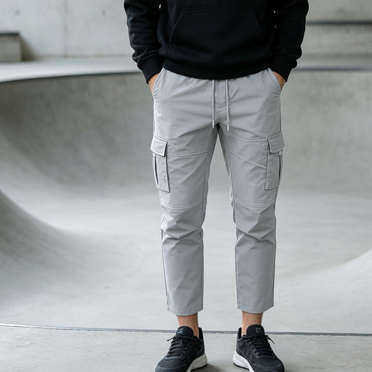 Męskie spodnie cargo o slim fit z troczkiem