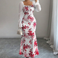 Elegancka sukienka damska w kwiatowy wzór z rozkloszowanym dołem