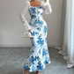Elegancka sukienka damska w kwiatowy wzór z rozkloszowanym dołem