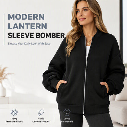 Damski oversize'owy sweter z zamkiem błyskawicznym