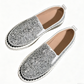 Damskie buty slip-on na platformie z brokatem