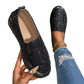 Damskie buty slip-on na platformie z brokatem
