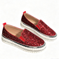 Damskie buty slip-on na platformie z brokatem