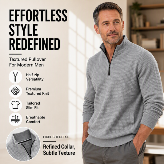 Męska koszulka z kołnierzem typu quarter zip z dzianiny waflowej