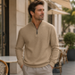 Męska koszulka z kołnierzem typu quarter zip z dzianiny waflowej
