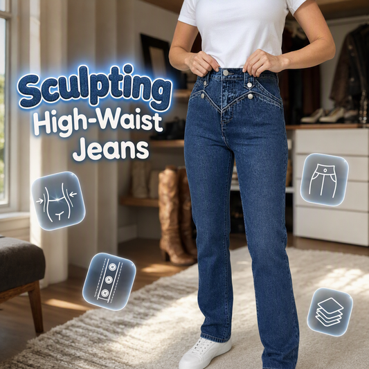 ✨ Rzeźbiony Styl Denim | Damskie Dżinsy z Wysokim Stanem i Wieloma Guzikami