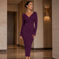 👗✨Elegancka sukienka damska wiązana z dekoltem w szpic, dzianina prążkowana