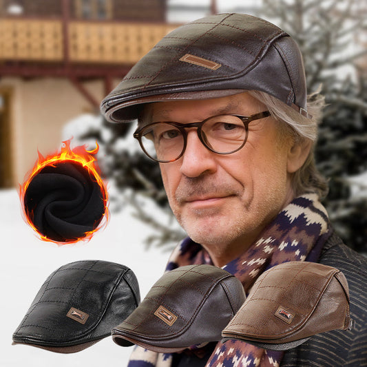 Męska Modna Czapka Ivy ze Skóry PU