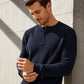 Męska Koszula Casual Henley z Długim Rękawem