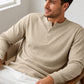 Męska Koszula Casual Henley z Długim Rękawem