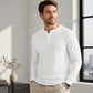 Męska Koszula Casual Henley z Długim Rękawem