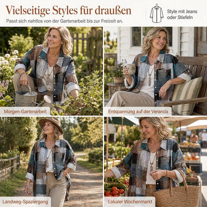 📢🎉50%Rabatt!!!🛍️✨Leger geschnittenes kariertes Langarmhemd in Übergröße, Sonnenschutz-Oberbekleidung für Frühling und Herbst