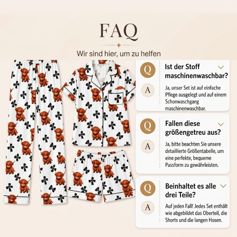 🧸💕 Damen-3-teiliges Pyjama-Set mit Teddybär-Print – Weich, gemütlich & vielseitig für entspannte Nächte 🌙