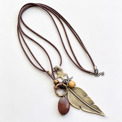 🔥Heißer Verkauf 50% Rabatt🔥📿🪶Vintage Boho Feather Pendant Necklace🎁