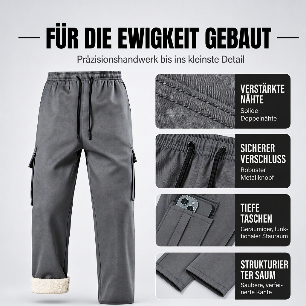Herren warme Cargohosen mit Plüschfutter