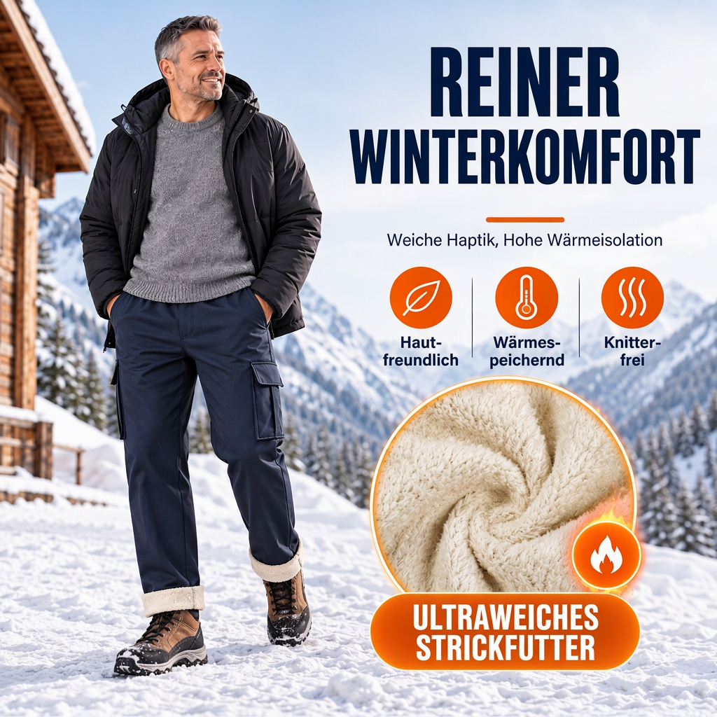 Herren warme Cargohosen mit Plüschfutter