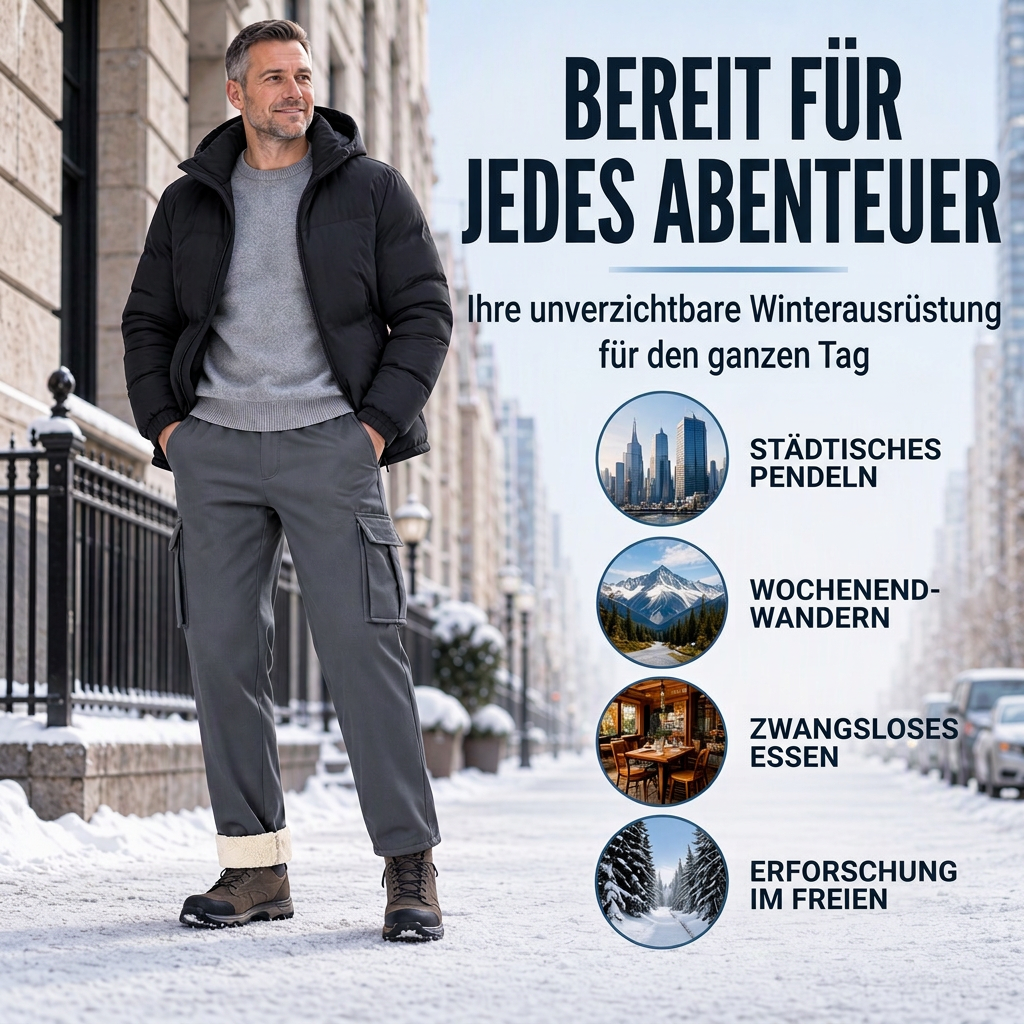 Herren warme Cargohosen mit Plüschfutter