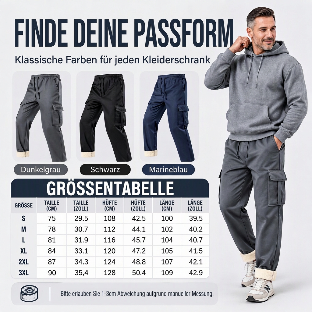 Herren warme Cargohosen mit Plüschfutter