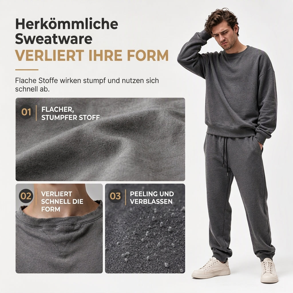 🛍️✨Herren 2-teiliges Jacquard Kapuzenpullover Set Herbst Winter lässiger Kapuzen-Sweatshirt und Sweathose Trainingsanzug