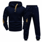 🛍️✨Herren 2-teiliges Jacquard Kapuzenpullover Set Herbst Winter lässiger Kapuzen-Sweatshirt und Sweathose Trainingsanzug