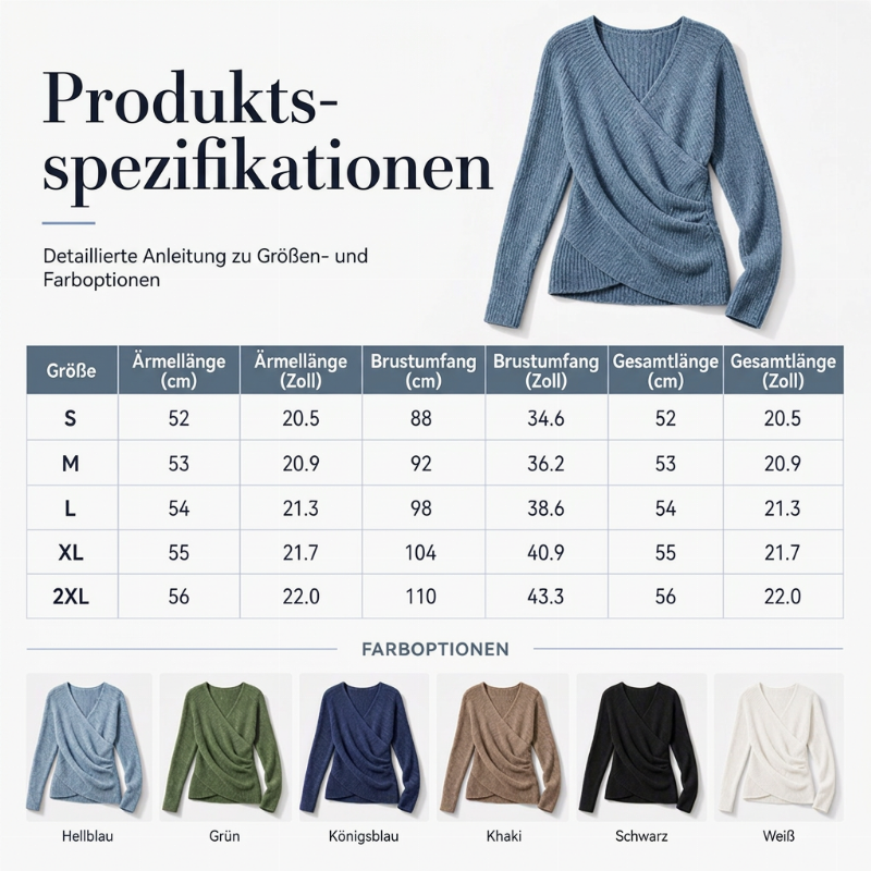 Damen Wickel-V-Ausschnitt Strickpullover