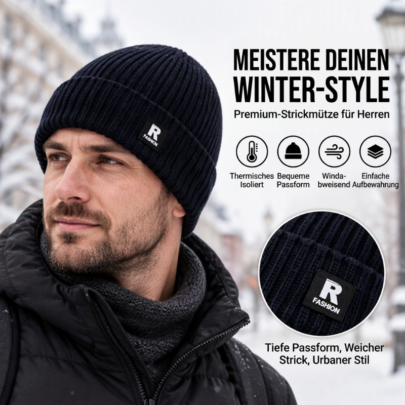 Lässige warme Strick-Mütze für Herren