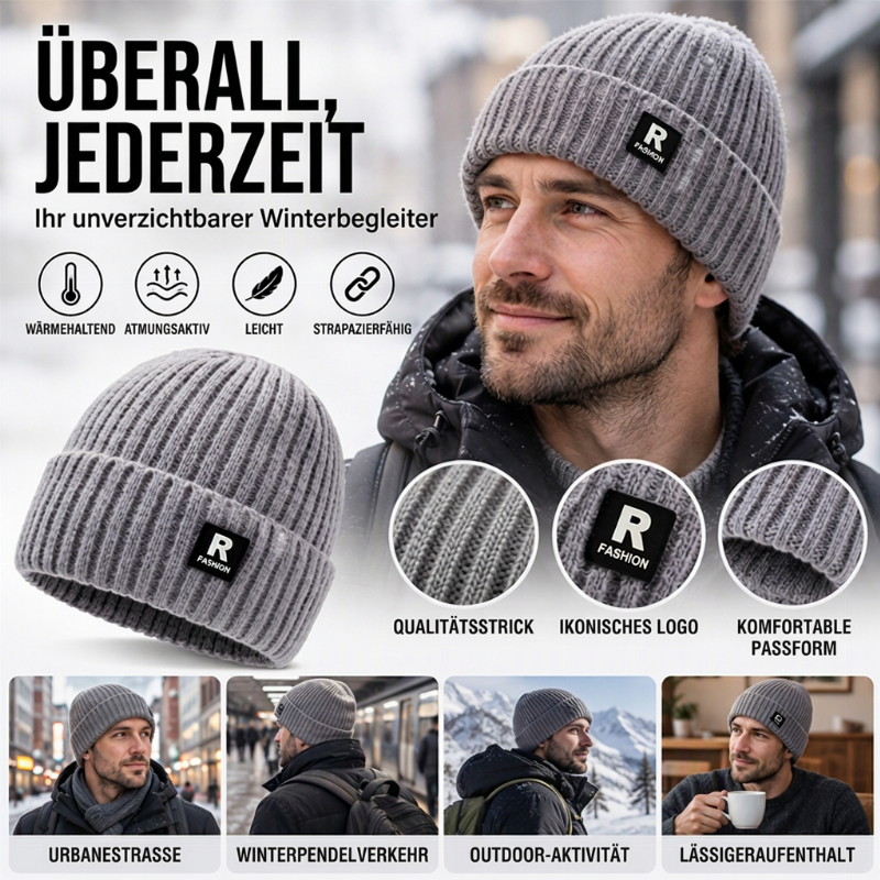 Lässige warme Strick-Mütze für Herren