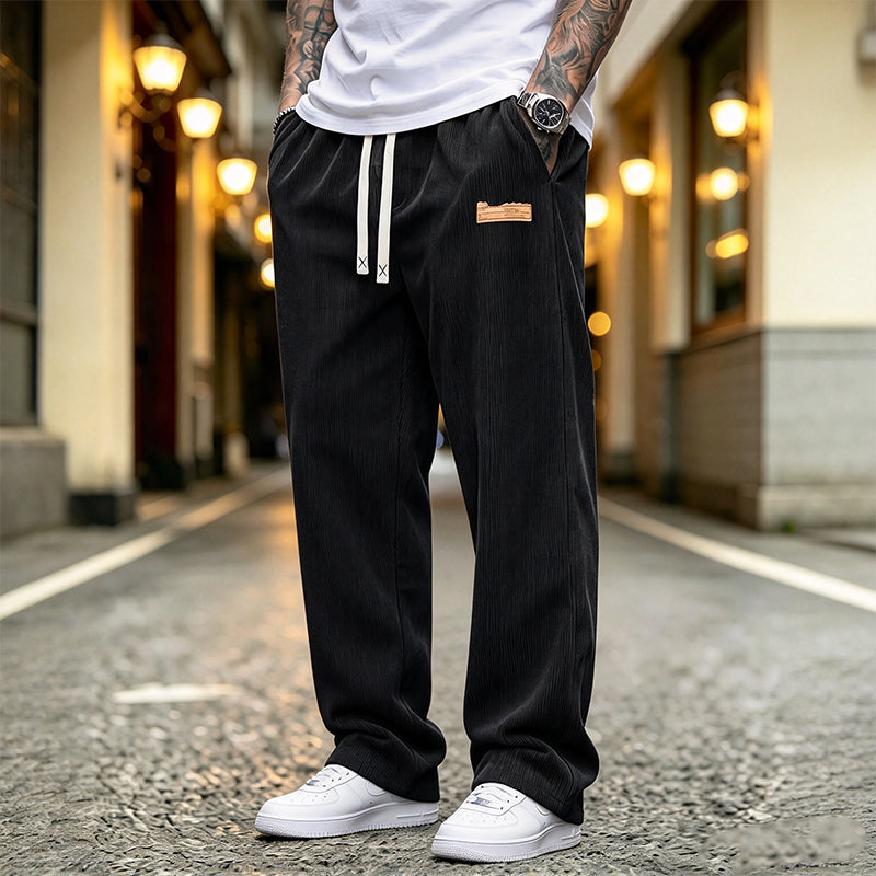 Herren leichte Cord Freizeithosen, locker sitzende gerade Beinhosen