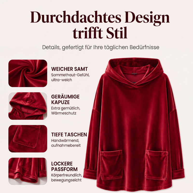 💞Top bewertet + 50% Rabatt!💞 Samt-Kapuzenpullover für Damen