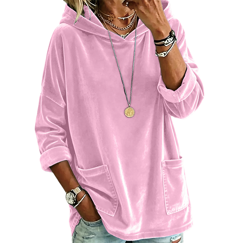 💞Top bewertet + 50% Rabatt!💞 Samt-Kapuzenpullover für Damen