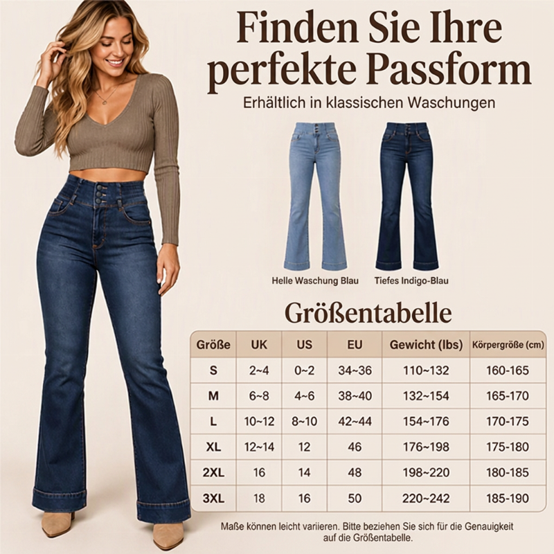 ✨Damen elastische High-Waist Schlaghose Jeans