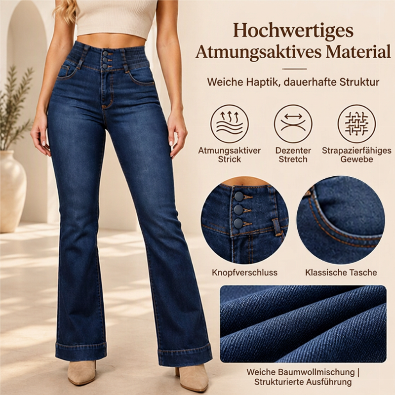 ✨Damen elastische High-Waist Schlaghose Jeans