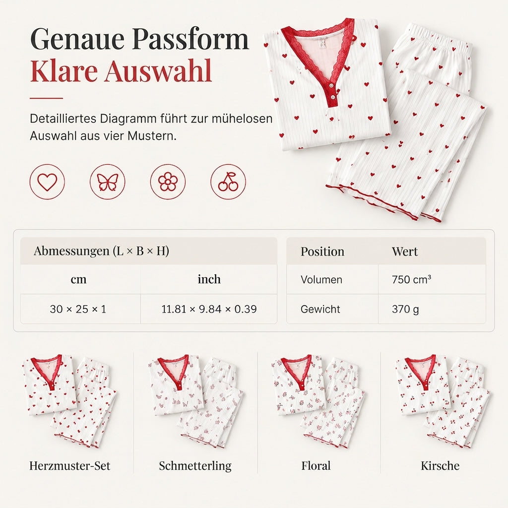 🌟Bestseller reduziert! Nur diese Woche!🌟 Bedrucktes Pyjama-Set für Damen, kurzärmliges Oberteil und lange Hose