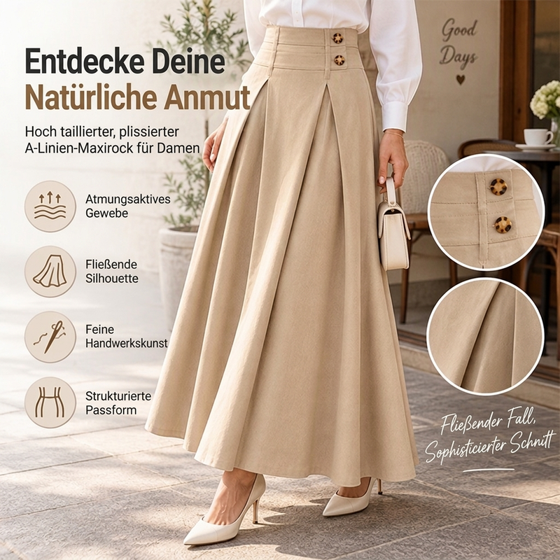 ✨Neu Eingetroffen! Damen High-Waist Plissierter A-Linien Maxirock