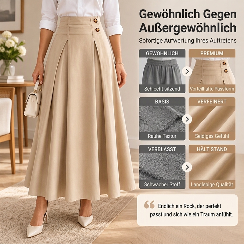 ✨Neu Eingetroffen! Damen High-Waist Plissierter A-Linien Maxirock