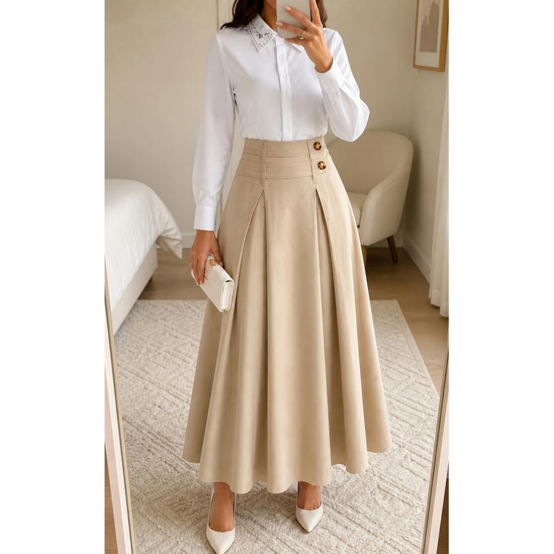 ✨Neu Eingetroffen! Damen High-Waist Plissierter A-Linien Maxirock