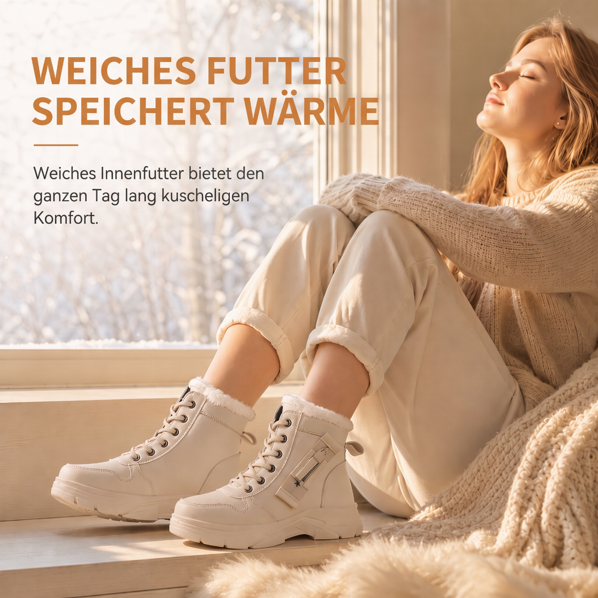 🛍️✨Damen Winter-Schneestiefel, warme, mit Plüsch gefütterte, hochgeschlossene Knöchelstiefel