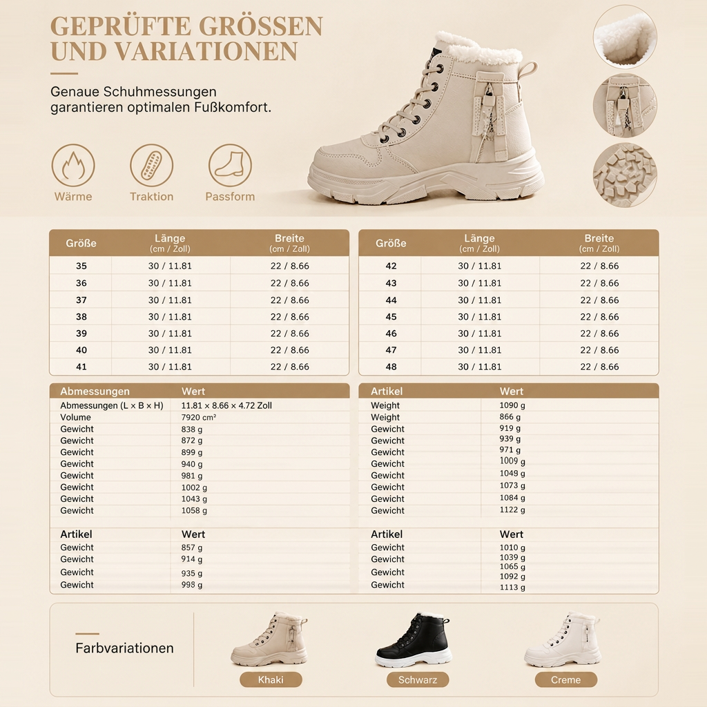 🛍️✨Damen Winter-Schneestiefel, warme, mit Plüsch gefütterte, hochgeschlossene Knöchelstiefel