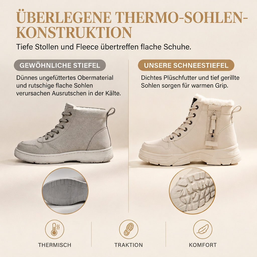 🛍️✨Damen Winter-Schneestiefel, warme, mit Plüsch gefütterte, hochgeschlossene Knöchelstiefel