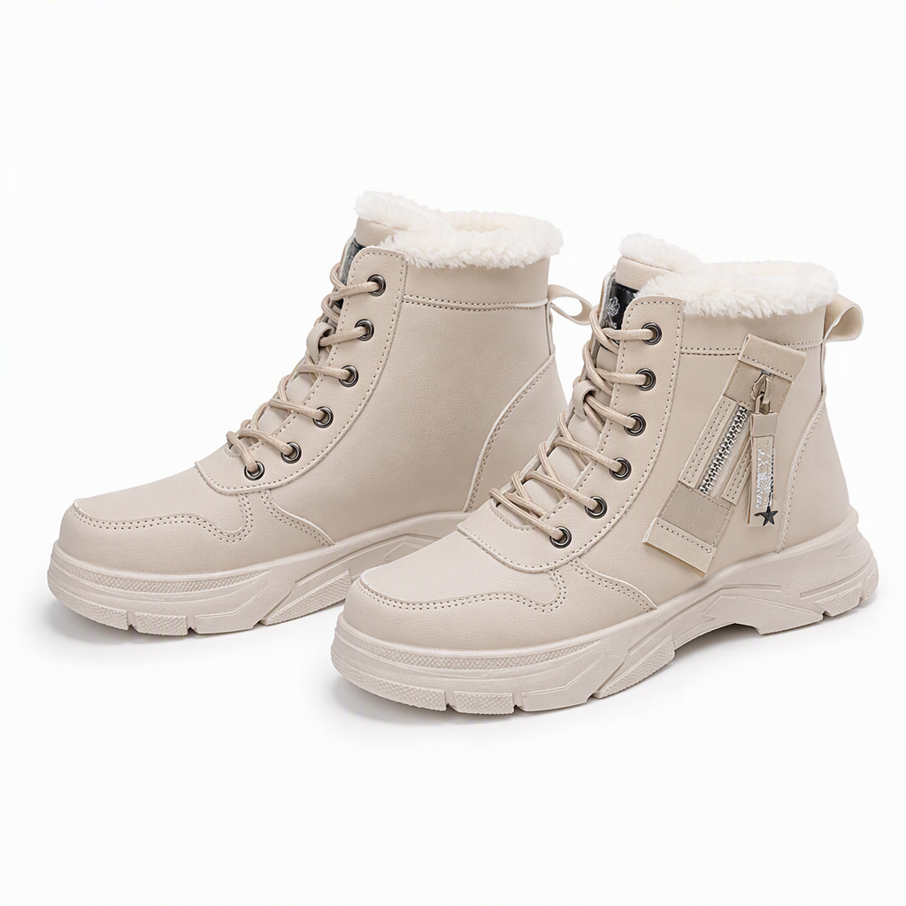🛍️✨Damen Winter-Schneestiefel, warme, mit Plüsch gefütterte, hochgeschlossene Knöchelstiefel
