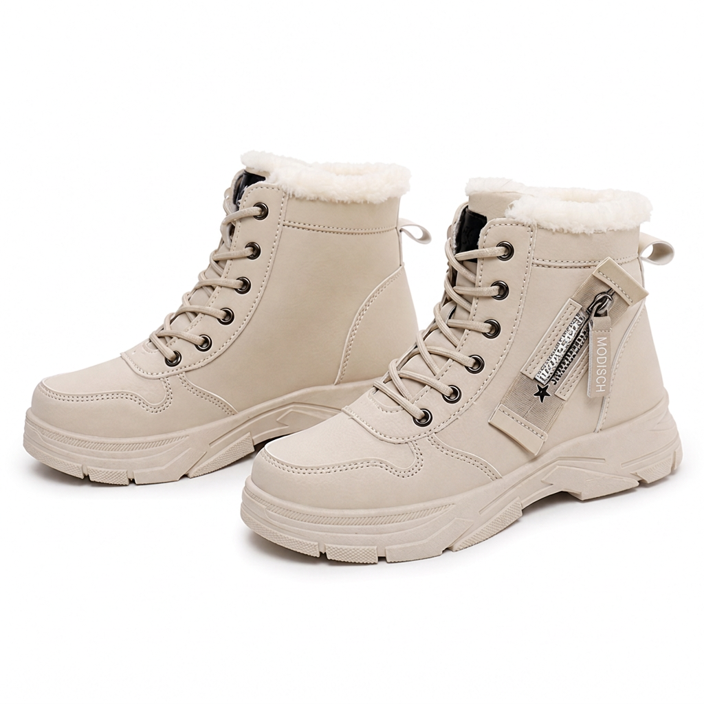 🛍️✨Damen Winter-Schneestiefel, warme, mit Plüsch gefütterte, hochgeschlossene Knöchelstiefel