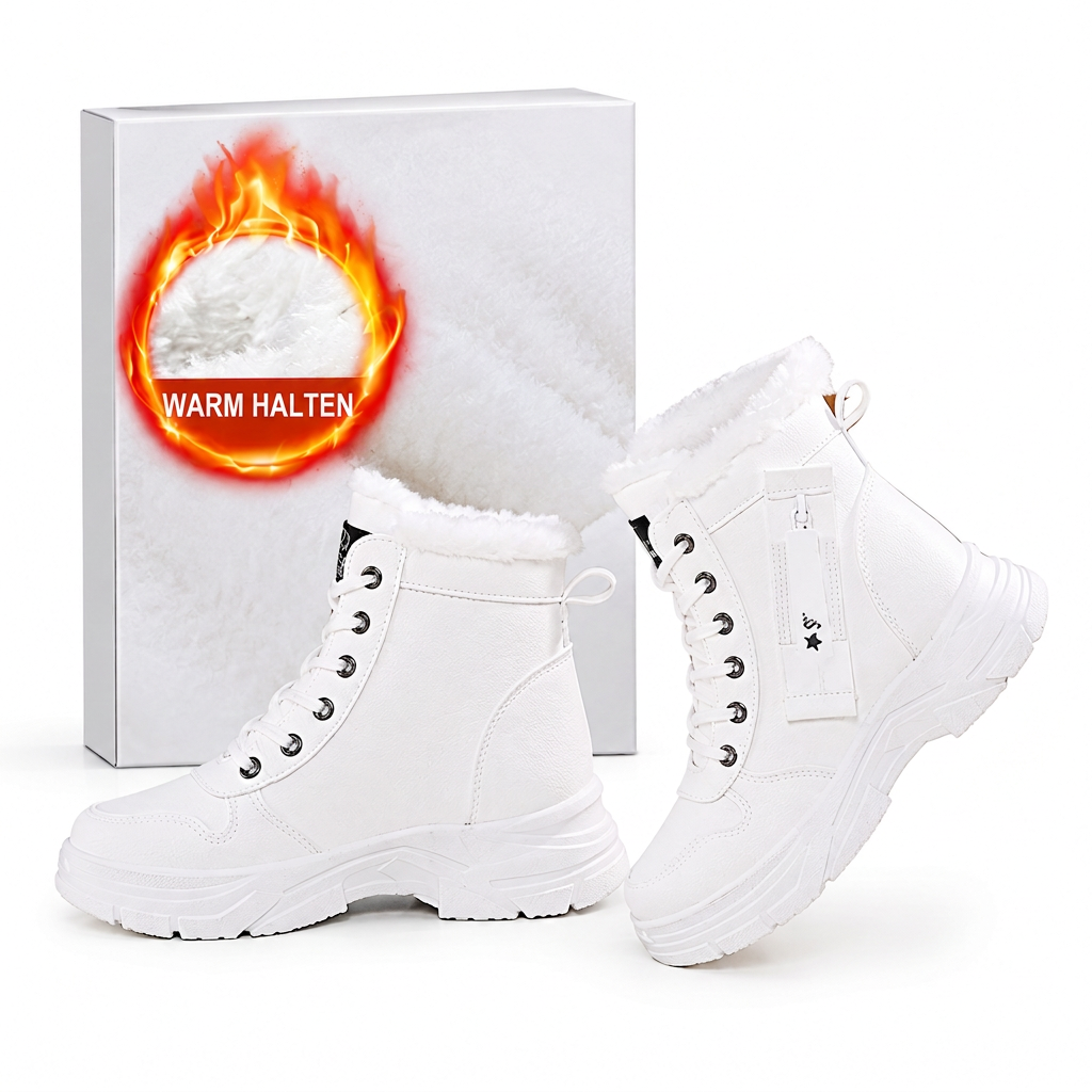 🛍️✨Damen Winter-Schneestiefel, warme, mit Plüsch gefütterte, hochgeschlossene Knöchelstiefel