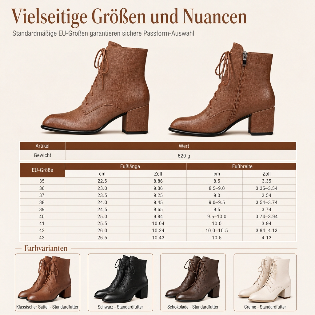 🌟 Damen Vintage Britischer-Stil Schnürstiefel Mit Spitzer Zehenpartie Und Block-Mittelabsatz