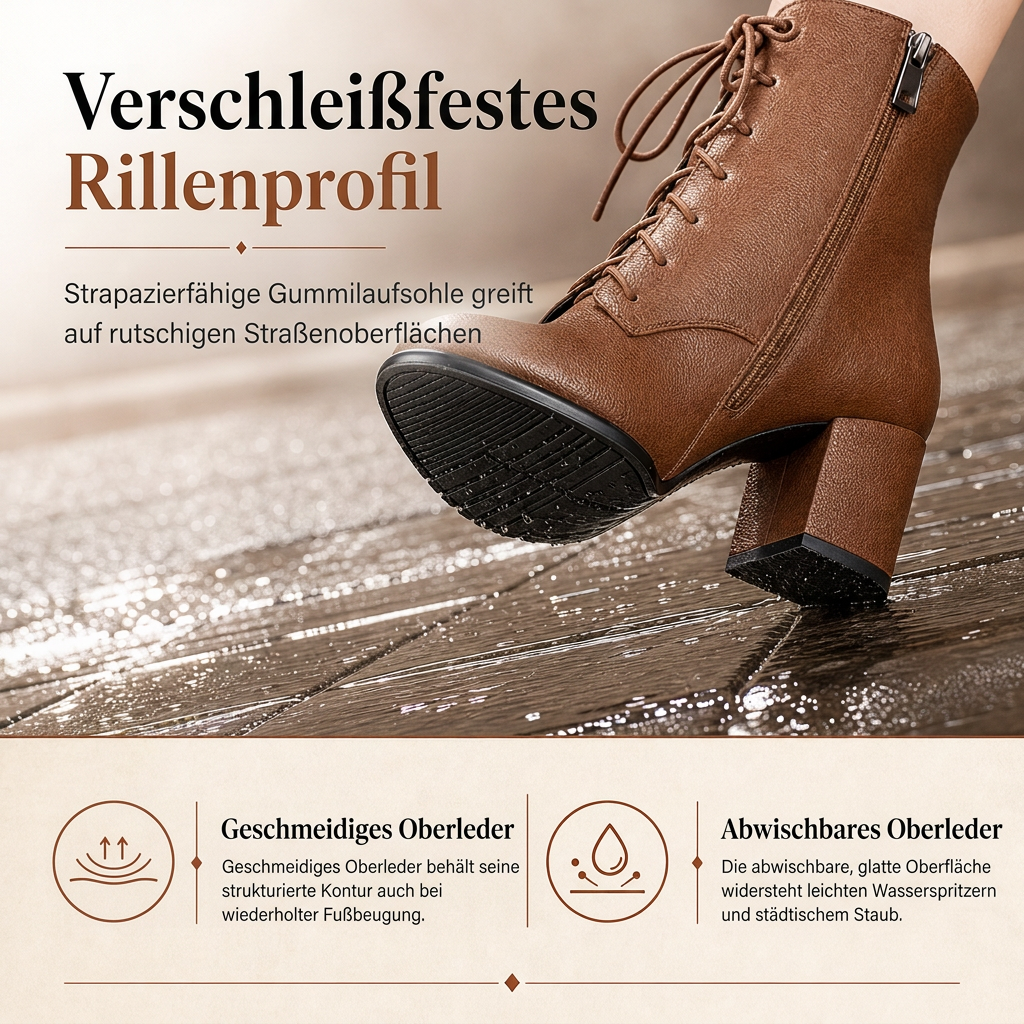 🌟 Damen Vintage Britischer-Stil Schnürstiefel Mit Spitzer Zehenpartie Und Block-Mittelabsatz