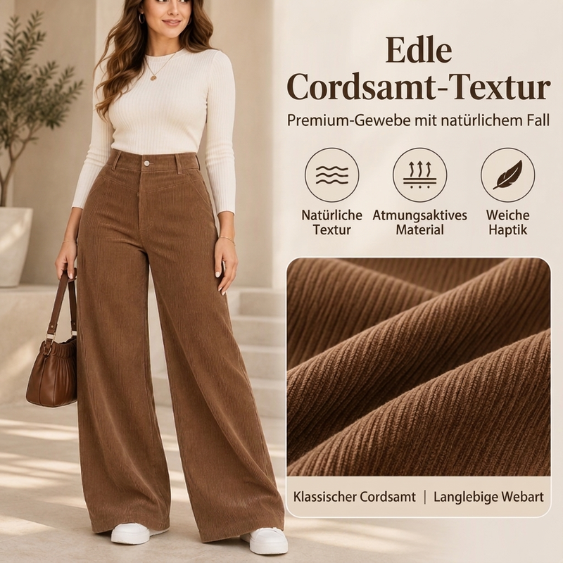 🛍️✨ Freizeit-Cordhose für Damen mit weitem Bein