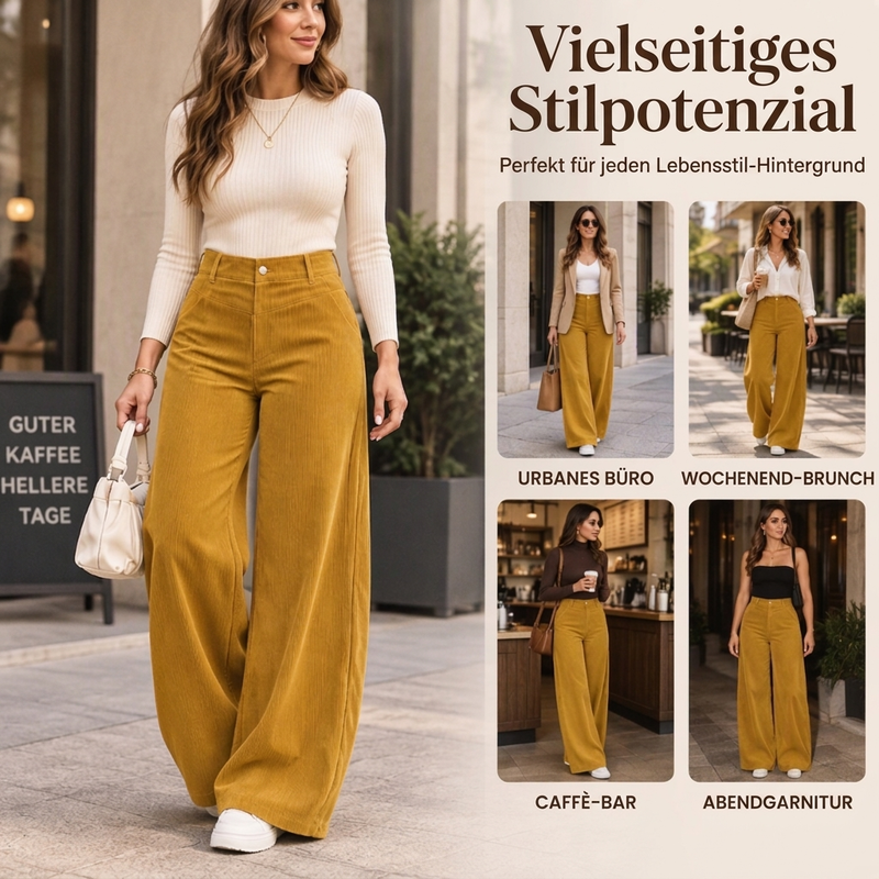 🛍️✨ Freizeit-Cordhose für Damen mit weitem Bein