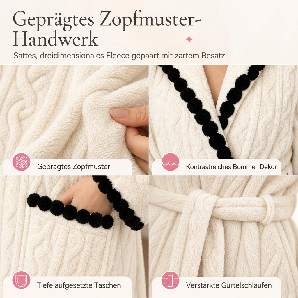Dicker, langärmeliger Bademantel aus Strickplüsch