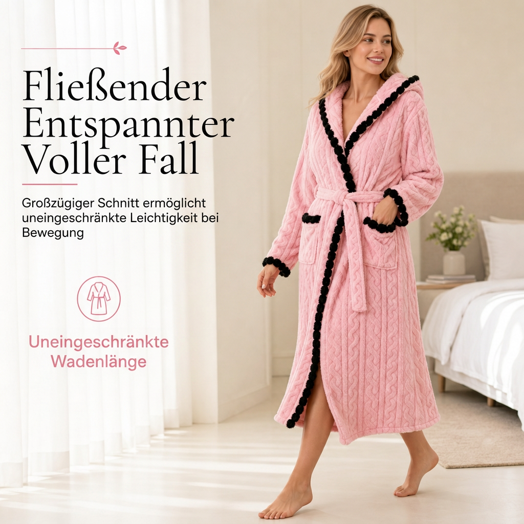 Dicker, langärmeliger Bademantel aus Strickplüsch
