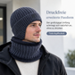 🥳 Winter Strick-Beanie für Herren mit integriertem Halstuch und Ohrenklappen, dickes gefüttertes Gewebe, große Kälte-Schutzmütze