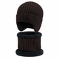 🥳 Winter Strick-Beanie für Herren mit integriertem Halstuch und Ohrenklappen, dickes gefüttertes Gewebe, große Kälte-Schutzmütze